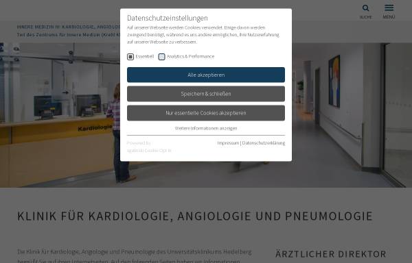 Vorschau von www.klinikum.uni-heidelberg.de, Abteilung für Kardiologie, Angiologie und Pneumologie, Universitätsklinik Heidelberg