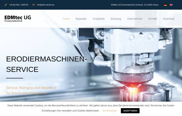 Vorschau von www.edm-service.de, EDM - Werzeugmaschinen Service GmbH