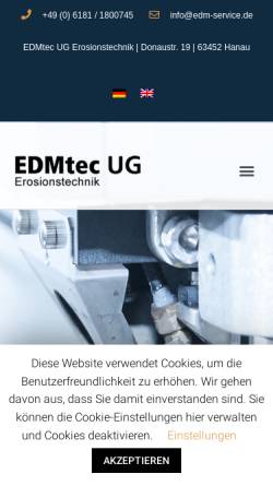 Vorschau der mobilen Webseite www.edm-service.de, EDM - Werzeugmaschinen Service GmbH