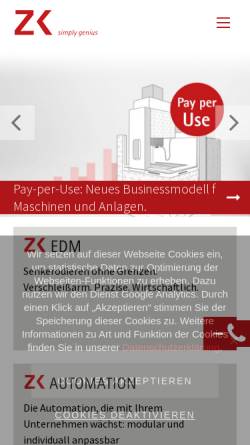 Vorschau der mobilen Webseite www.zk-system.com, Zimmer+Kreim GmbH & Co KG