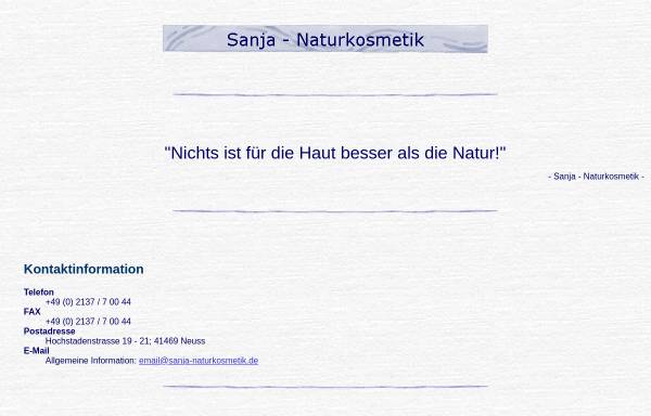 Vorschau von www.sanja-naturkosmetik.de, Sanja Naturkosmetik