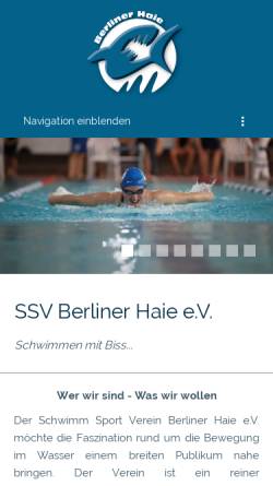 Vorschau der mobilen Webseite berlinerhaie.com, Berliner Haie e.V.