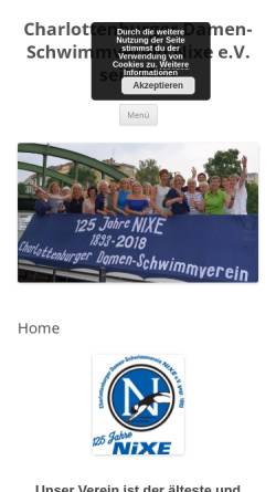 Vorschau der mobilen Webseite www.schwimmverein-nixe.de, Damen-Schwimmverein 