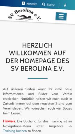 Vorschau der mobilen Webseite www.svberolina.de, Schwimmverein Berolina e.V.