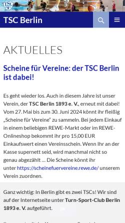 Vorschau der mobilen Webseite www.tsc-berlin.de, TSC Berlin 1893 e.V.