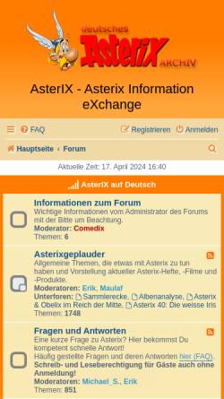 Vorschau der mobilen Webseite www.asterix-fan.de, Asterix-Fan-Webseite