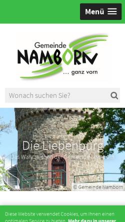 Vorschau der mobilen Webseite www.namborn.de, Gemeinde Namborn