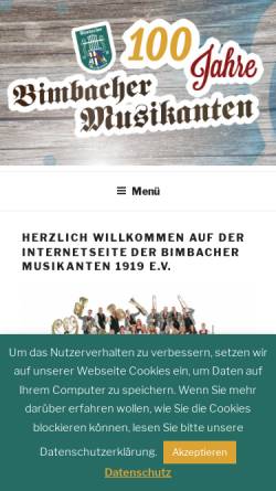 Vorschau der mobilen Webseite bimbacher-musikanten.de, Bimbacher Musikanten