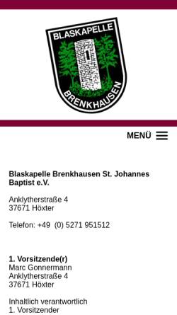 Vorschau der mobilen Webseite www.blaskapelle-brenkhausen.de, Blaskapelle Brenkhausen