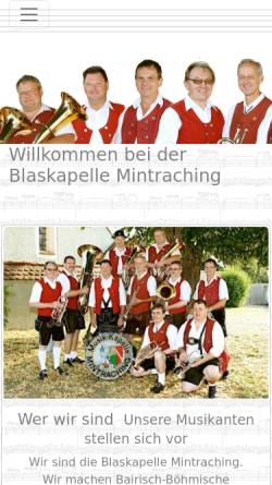 Vorschau der mobilen Webseite www.blaskapelle-mintraching.de, Blaskapelle Mintraching