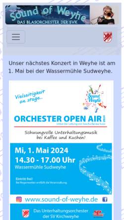 Vorschau der mobilen Webseite www.blasorchester-kirchweyhe.de, Blasorchester Kirchweyhe