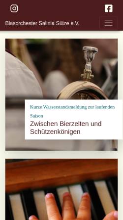 Vorschau der mobilen Webseite www.salinia.de, Blasorchester Salinia