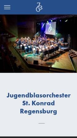 Vorschau der mobilen Webseite www.jbo-st-konrad.de, Jugendblasorcherster St. Konrad, Regensburg