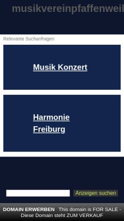 Vorschau der mobilen Webseite www.musikvereinpfaffenweiler.de, Musik- und Trachtenkapelle Pfaffenweiler e.V.