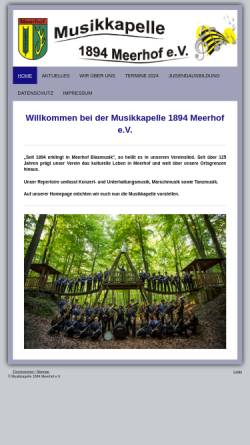 Vorschau der mobilen Webseite www.musikkapelle-meerhof.de, Musikkapelle 1894 Meerhof e.V.
