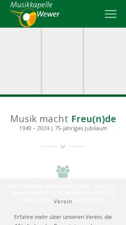 Vorschau der mobilen Webseite mukawe.de, Musikkapelle Wewer e.V.