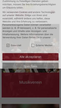 Vorschau der mobilen Webseite www.mv-flein.de, Musikverein Frohsinn Flein e.V.