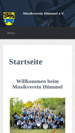 Vorschau der mobilen Webseite www.musikverein-huemmel.de, Musikverein Hümmel e.V.
