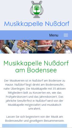 Vorschau der mobilen Webseite www.musikverein-nussdorf.de, Musikverein Nußdorf am Bodensee