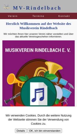 Vorschau der mobilen Webseite www.mv-rindelbach.de, Musikverein Rindelbach