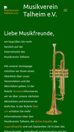 Vorschau der mobilen Webseite www.mvtalheim.de, Musikverein Talheim e.V.