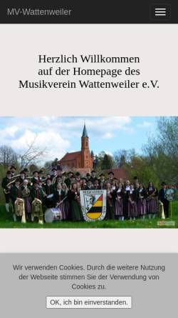 Vorschau der mobilen Webseite www.mv-wattenweiler.de, Musikverein Wattenweiler e.V.