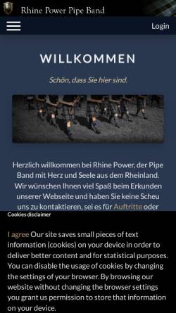 Vorschau der mobilen Webseite www.dudelsackorchester.de, Rhine Power Pipe Band