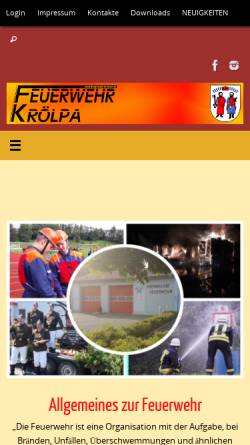 Vorschau der mobilen Webseite feuerwehr-kroelpa.de, Freiwillige Feuerwehr Gräfendorf