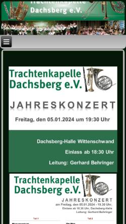 Vorschau der mobilen Webseite www.trachtenkapelle-dachsberg.de, Trachtenkapelle Dachsberg e.V.
