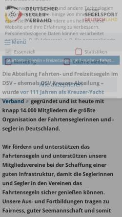 Vorschau der mobilen Webseite kreuzer-abteilung.org, Kreuzer-Abteilung des Deutschen Segler-Verbandes