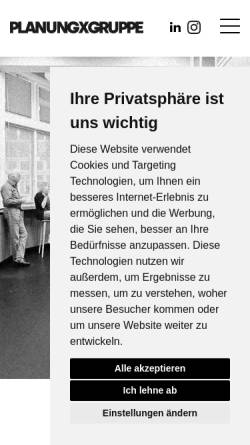 Vorschau der mobilen Webseite www.planungsgruppe.com, Planungsgruppe Gestering, de Vries, Wurster und Partner