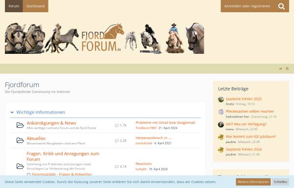 Vorschau von www.fjordforum.de, Fjordpferde-Forum