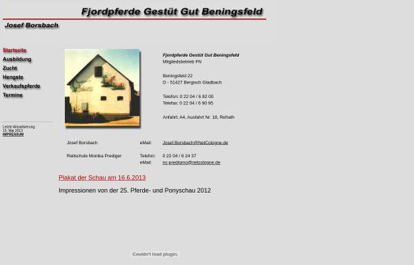 Vorschau von www.borsbach.de, Fjordpferdegestüt Borsbach - Gut Beningsfeld