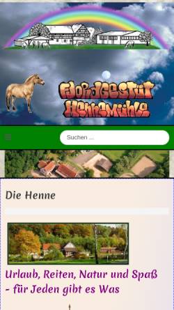 Vorschau der mobilen Webseite www.reiterlebnis.de, Fjordpferdehof Hennemühle, Knüllwald
