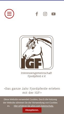 Vorschau der mobilen Webseite www.igfjordpferd.de, Interessengemeinschaft Fjordpferd (IGF) e.V.