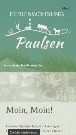 Vorschau der mobilen Webseite www.ab-nach-eiderstedt.de, Ferienwohnung Familie Paulsen