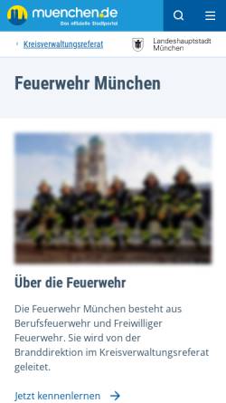 Vorschau der mobilen Webseite www.feuerwehr.muenchen.de, Berufsfeuerwehr München