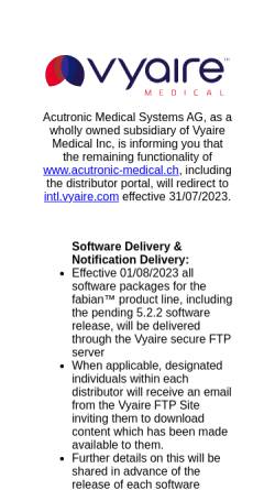 Vorschau der mobilen Webseite www.acutronic-medical.ch, Acutronic Medical Systems AG