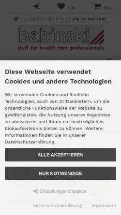 Vorschau der mobilen Webseite www.babinski.de, Babinski.de by Thieme & Frohberg GmbH