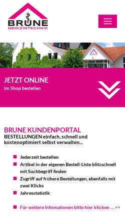 Vorschau der mobilen Webseite www.brune-medizintechnik.de, Brune Medizintechnik, Inh. Jürgen Brune