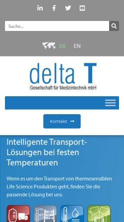 Vorschau der mobilen Webseite www.deltat.info, Delta T Gesellschaft für Medizintechnik mbH