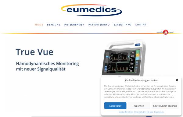 Vorschau von www.eumedics.at, Eumedics Medizintechnik und Marketing GmbH