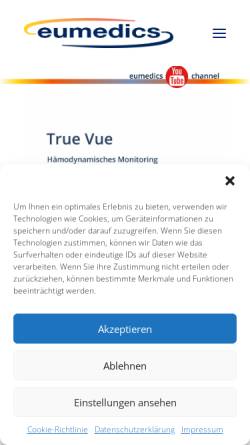 Vorschau der mobilen Webseite www.eumedics.at, Eumedics Medizintechnik und Marketing GmbH