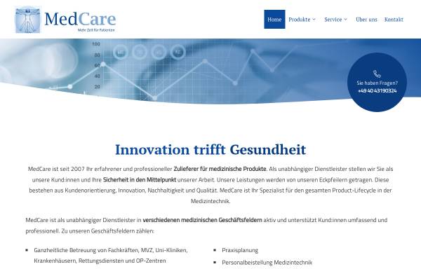 Vorschau von www.medcare.cc, MedCare Technik & Service GmbH
