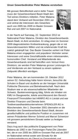 Vorschau der mobilen Webseite www.petermalama.ch, Malama, Peter - Nationalrat BS (FDP)