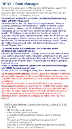 Vorschau der mobilen Webseite dbox.feldtech.com, DBox II Boot-Manager