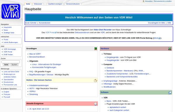 Vorschau von www.vdr-wiki.de, VDR Wiki