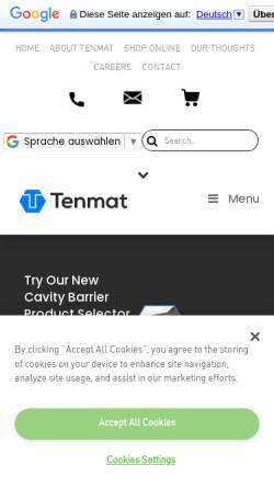 Vorschau der mobilen Webseite www.tenmat.de, Tenmat GmbH
