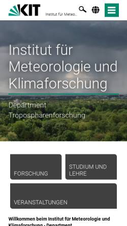 Vorschau der mobilen Webseite www.imk-tro.kit.edu, Institut für Meteorologie und Klimaforschung (IMK) an der Universität Karlsruhe