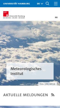 Vorschau der mobilen Webseite www.mi.uni-hamburg.de, Meteorologisches Institut an der Universität Hamburg